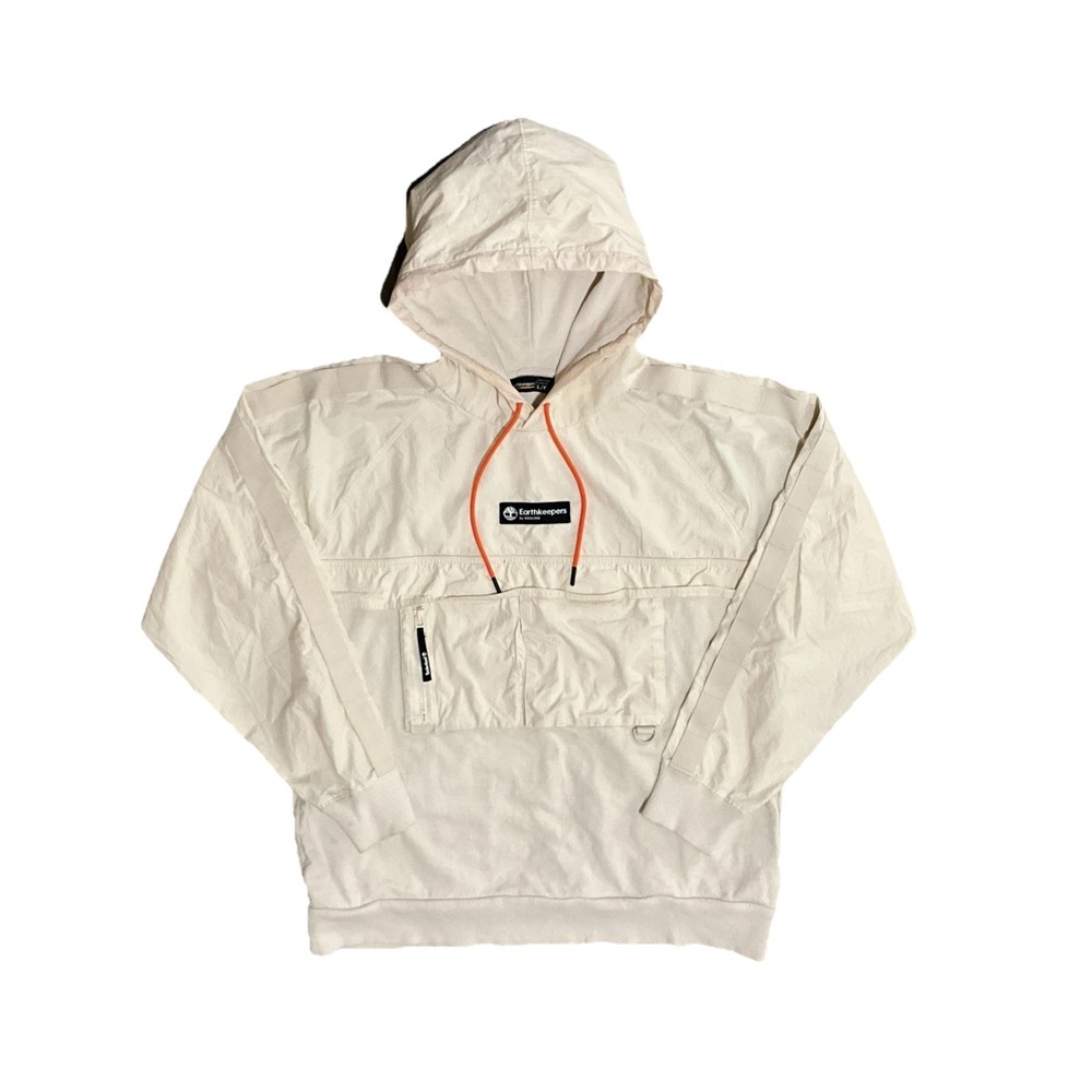 Timberland Earthkeepers Raeburn Utility Pullover Hoodie Cream Cotton Mens Size L